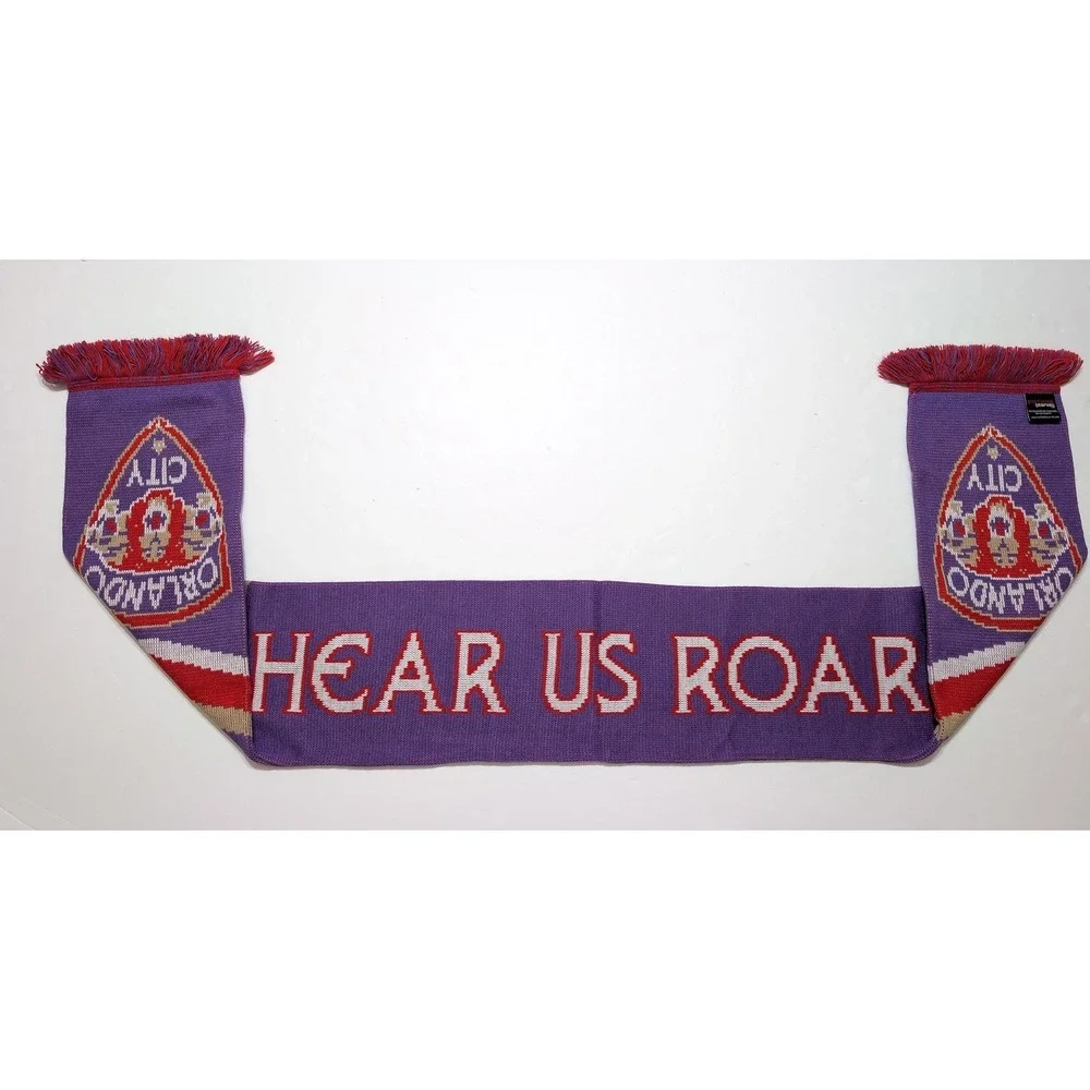 Vintage Orlando City Soccer Club OCSC Ruffneck Scarf Purple Red USL